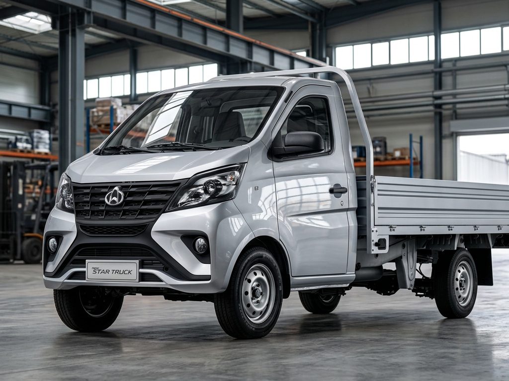 Startruck de trois-quarts avant dans un entrepôt